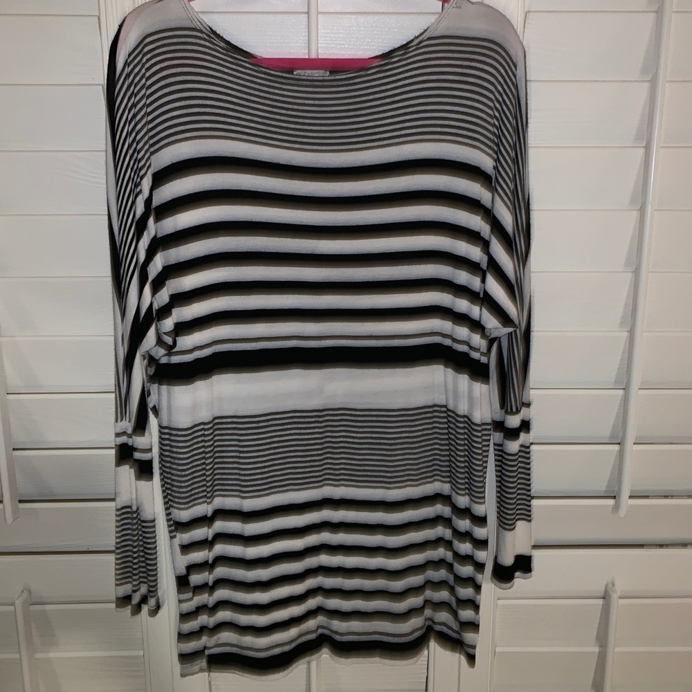 Super soft black and white striped long sleeve.